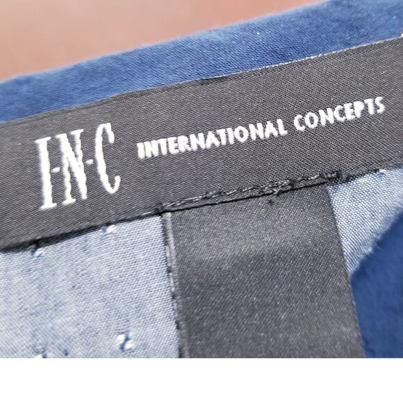 I N C International Concepts Tiered Sleeve Off The Shoulder Blouse Size XLg Blue - Picture 7 of 9